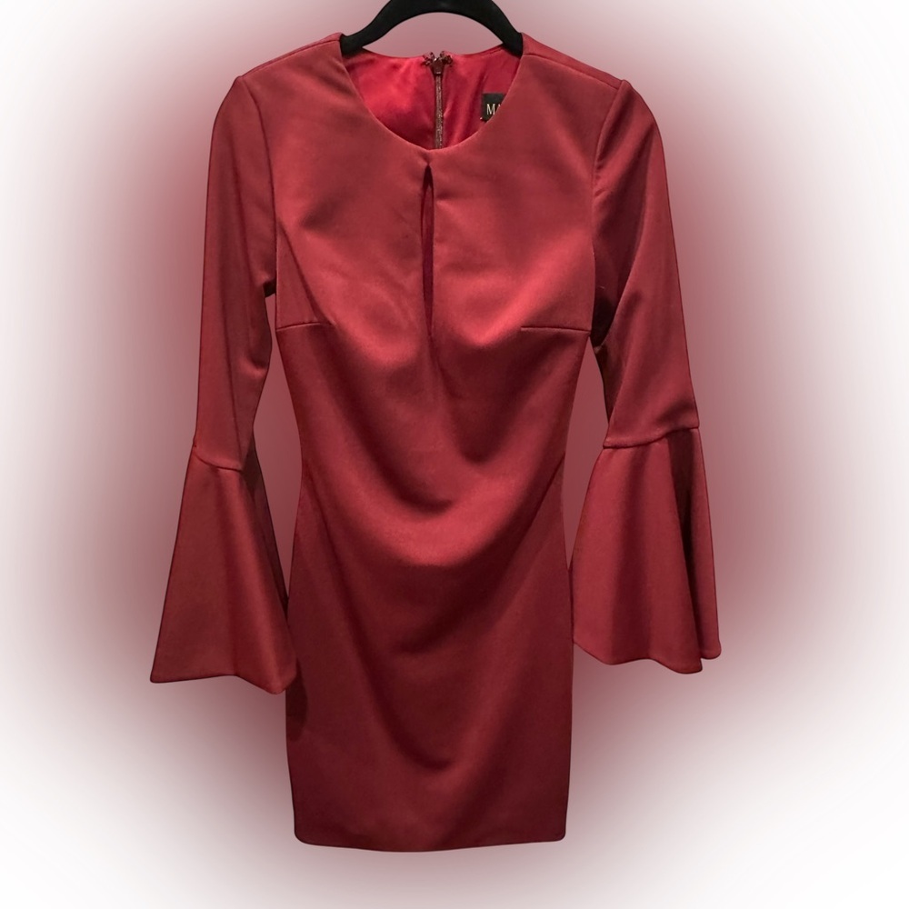 Maslavi Chic Long Sleeve Red maroon mini Dress size 2